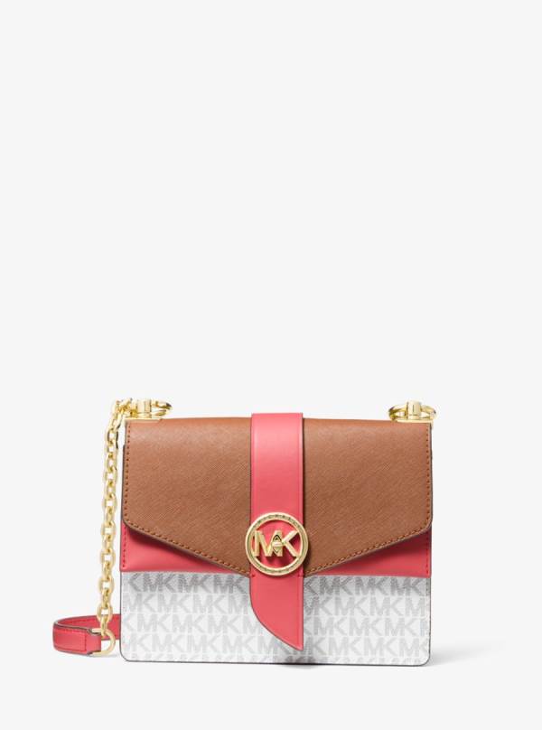 Damske Spojková Taška Michael Kors Greenwich Small Color-Block Logo and Saffiano Leather Viacfarebný - Kabelky Michael Kors Outlet | MNJKC-5231